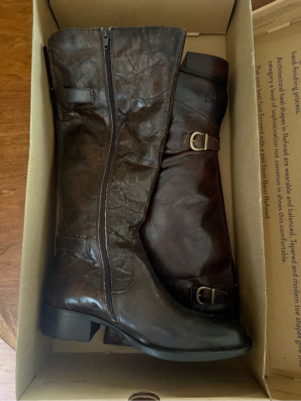 Born Dark Brown Leather Knee-High Riding Boots